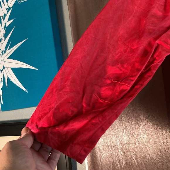 Vintage red satin Hong Kong‎ made swing coat 3/4 sleeves. 32” chest 352 - Picture 8 of 9